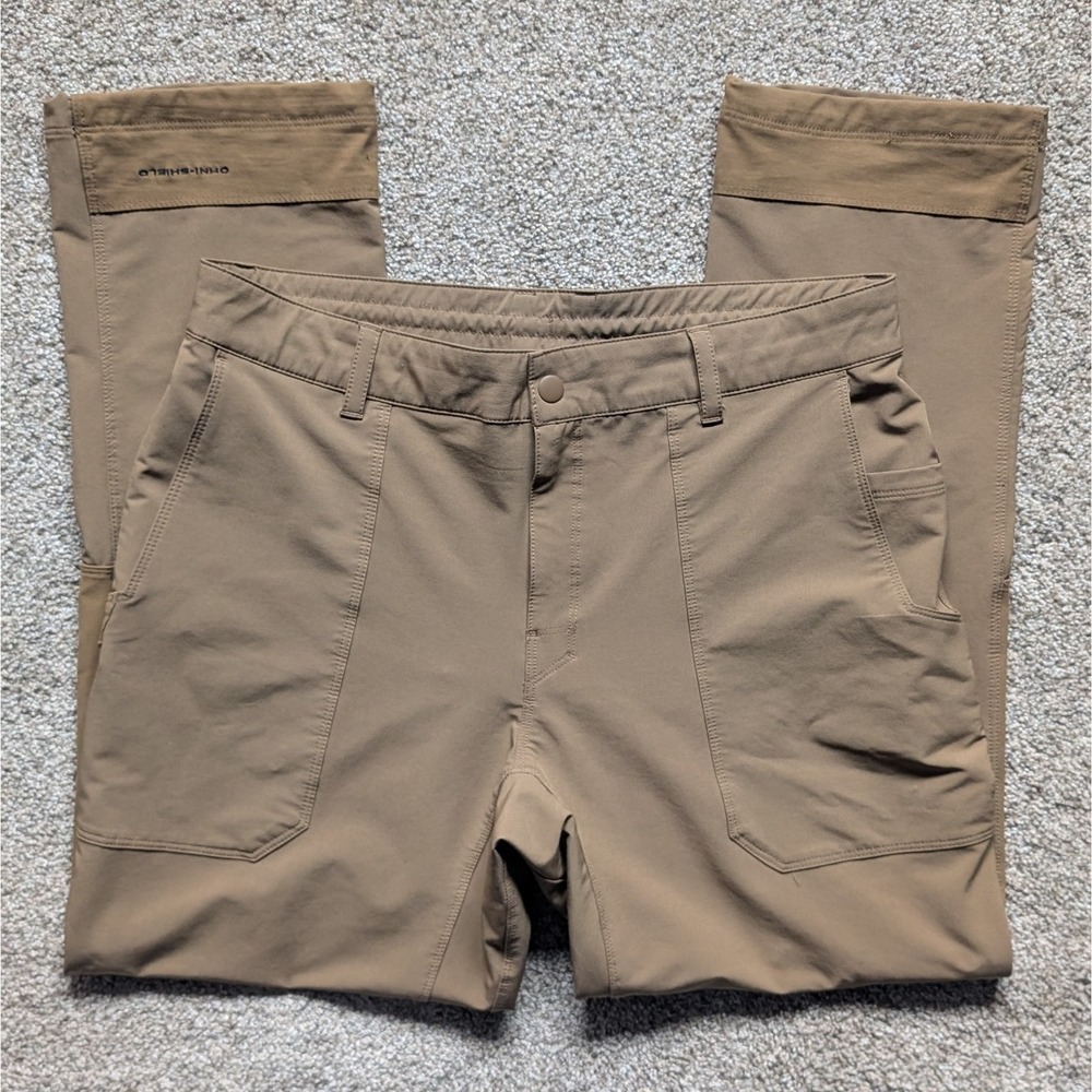 Columbia Men's Sz 34x30 Softshell Omnishield Khaki Pants Hiking Outdoor Fishing